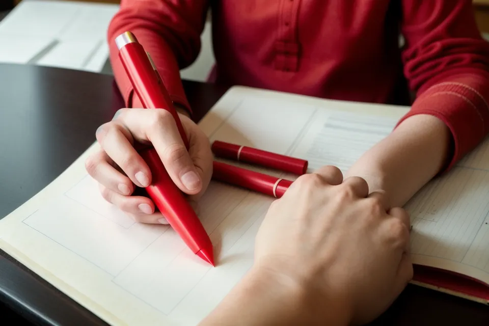 Red pen marking EuroMillions numbers beside probability and lottery-strategy notes on a ticket