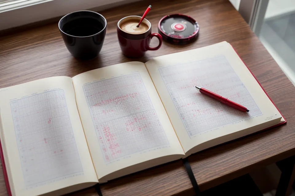 EuroMillions frequency chart and AI lottery number analysis notebook kept by a Manchester maths teacher during a six-month tracking experiment