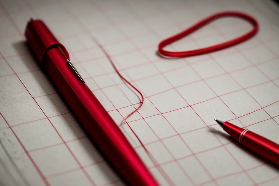 Red pen marking a 1 to 50 EuroMillions number grid during manual lottery probability frequency analysis