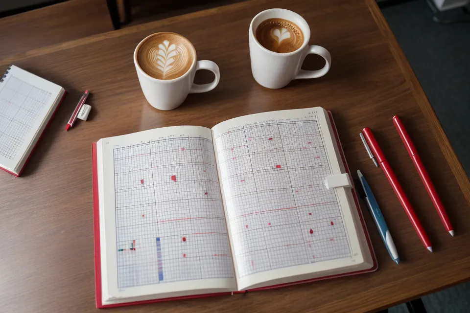 Close-up of a maths teacher marking a EuroMillions frequency chart for lottery analysis