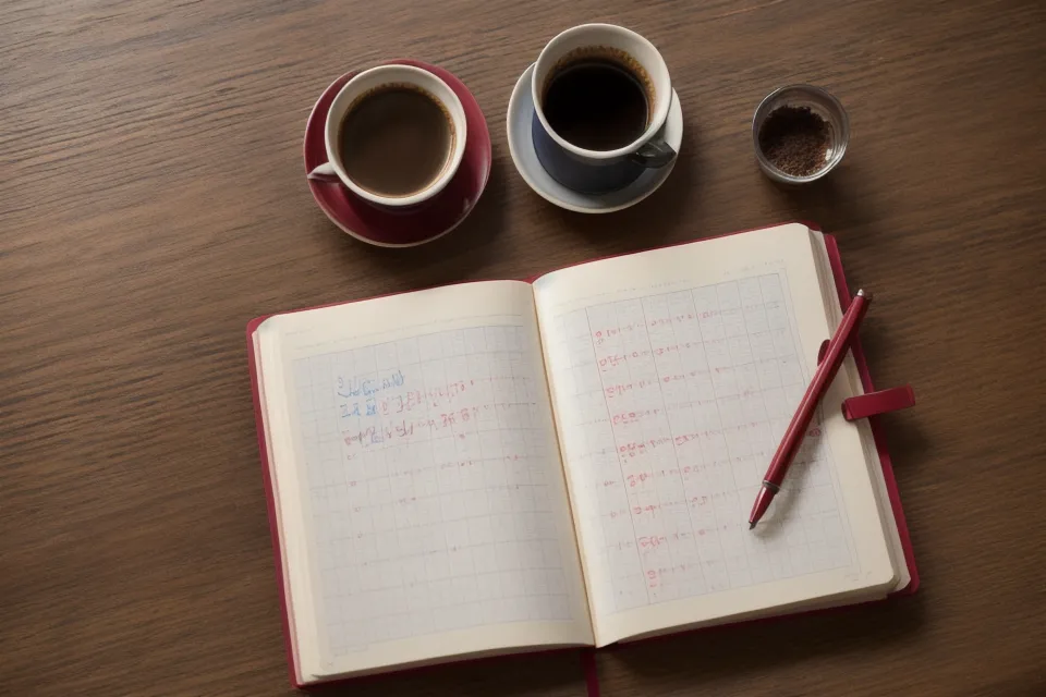 A laptop running AI data analysis next to a handwritten EuroMillions tracking notebook