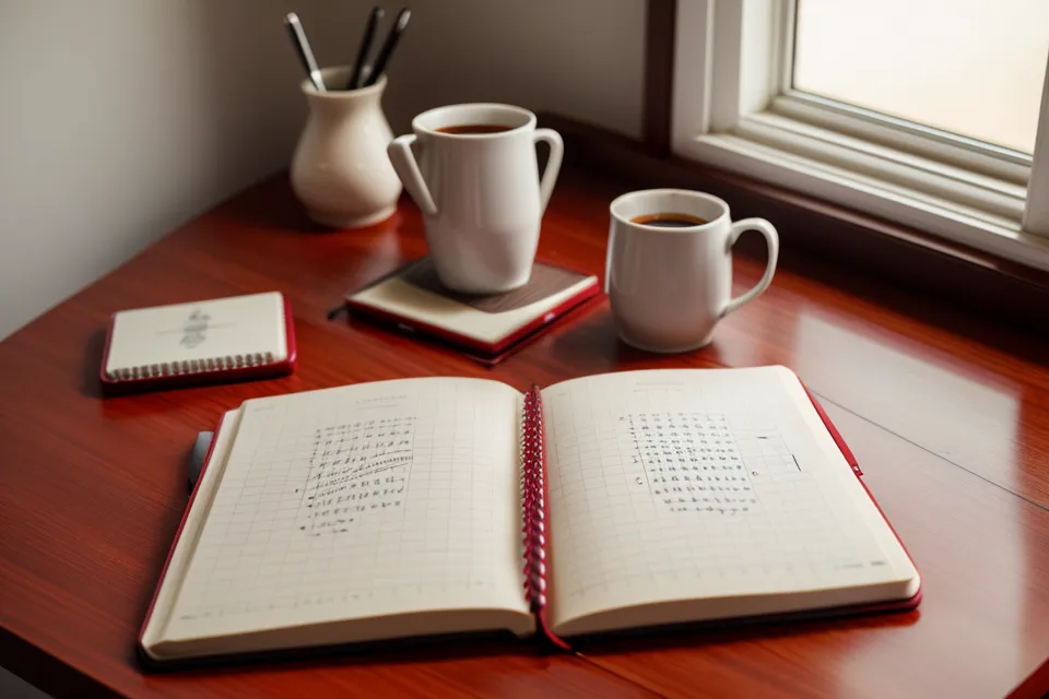 Maths teacher comparing handwritten frequency notes with an AI lottery analysis tool dashboard on a laptop