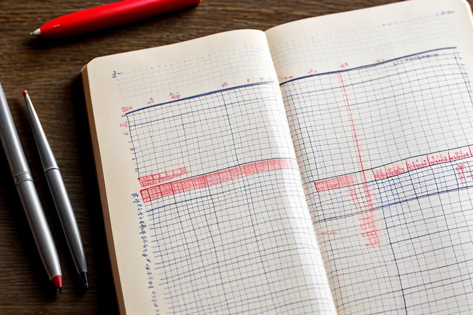 Close-up of a hand-drawn frequency chart used for manual lottery analysis before comparing it with an AI tool.