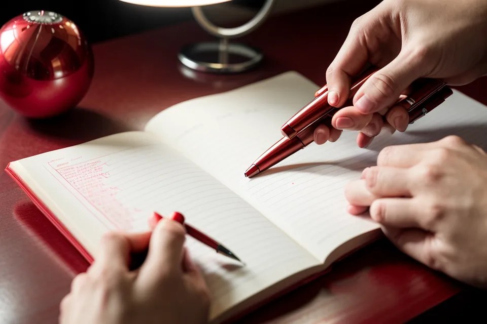 Hand ticking off a notebook tally while checking it against AI lottery picks on screen.