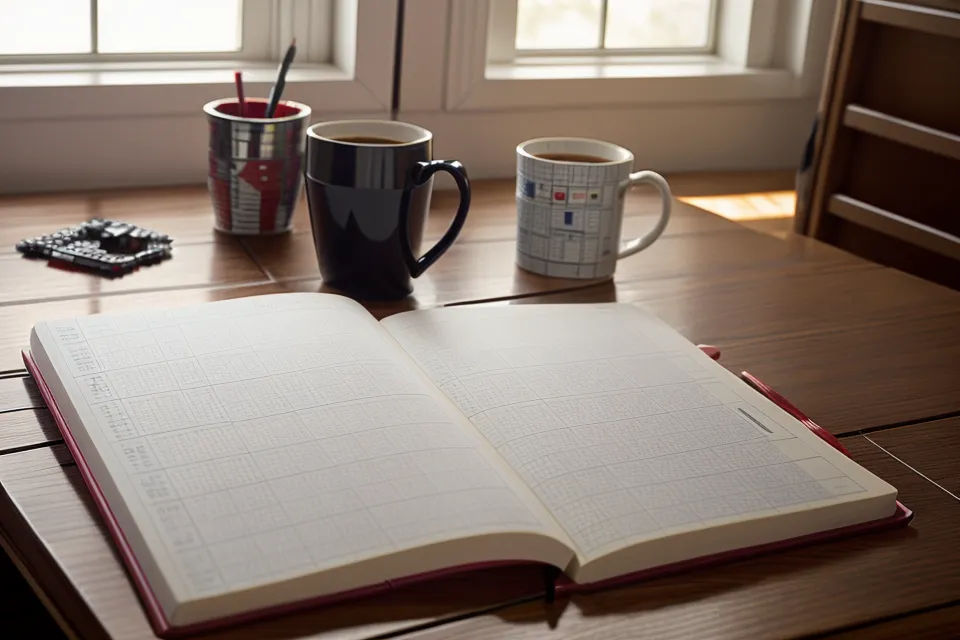 A laptop running an AI number-analysis tool next to a handwritten EuroMillions probability notebook